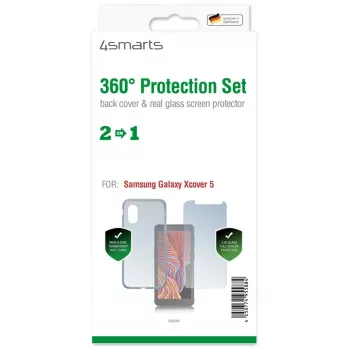 4smarts rūdīta stikla aizsargplēve un caurspīdīgs maciņš Samsung Galaxy Xcover 5