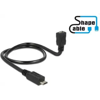 USB kabelis DeLOCK 83925 USB 2.0 0.5 m Micro-USB B - USB C Melns