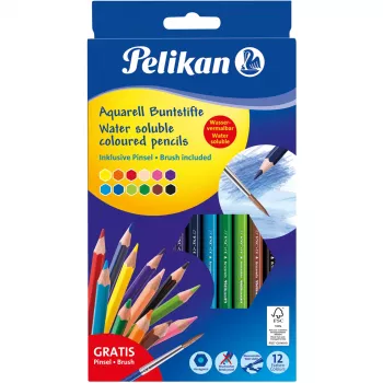 Krāsainie zīmuļi Pelikan 700672 12 gab. Melns, Zils, Brūns, Zaļš, Gaiši zils, Gaiši zaļš, Oranžs, Persiku, Rozā, Sarkans, Violeti, Dzeltens