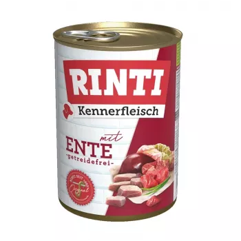 Suņu mitrā barība RINTI Kennerfleisch Duck Adult 400 g — bezgraudu, konservs