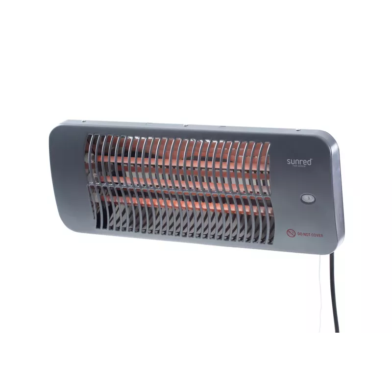 Kvarca elektriskais sildītājs SUNRED LUG-2000W — 2000 W, āra lietošanai, sienas stiprinājums, IP24, melns