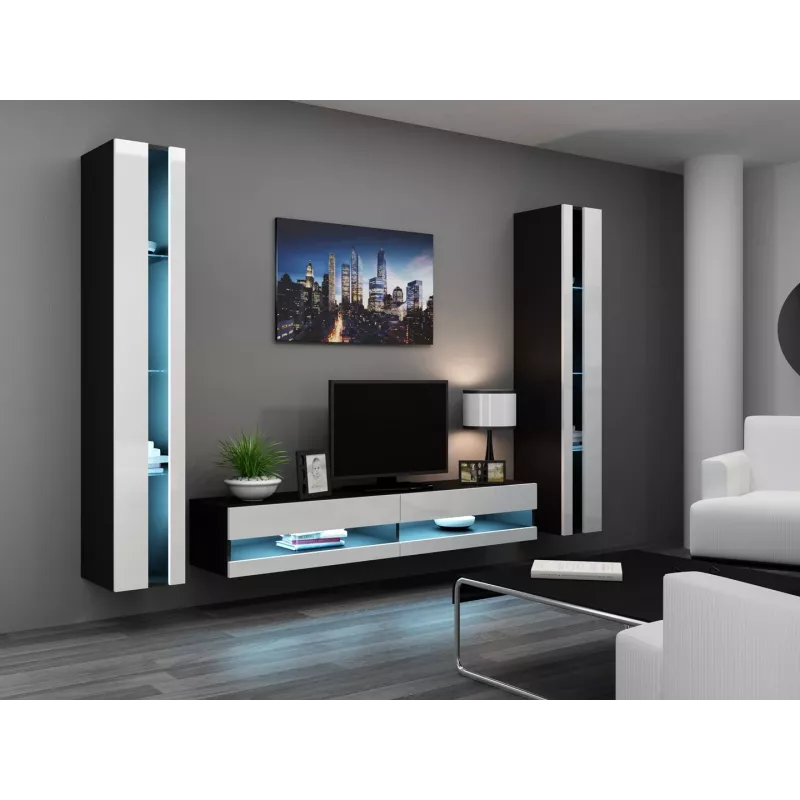 TV statīvs VIGO NEW 30/180/40, 1800×400×300 mm, melna virsma, skaidu plātnes rāmis