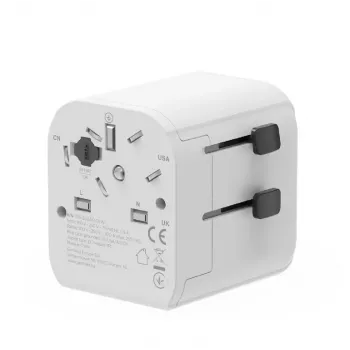 Universāls ceļojumu adapteris GEMBIRD TPA-EU2A12-01-W 12W USB barošanas adapteris starptautiskām kontaktligzdām