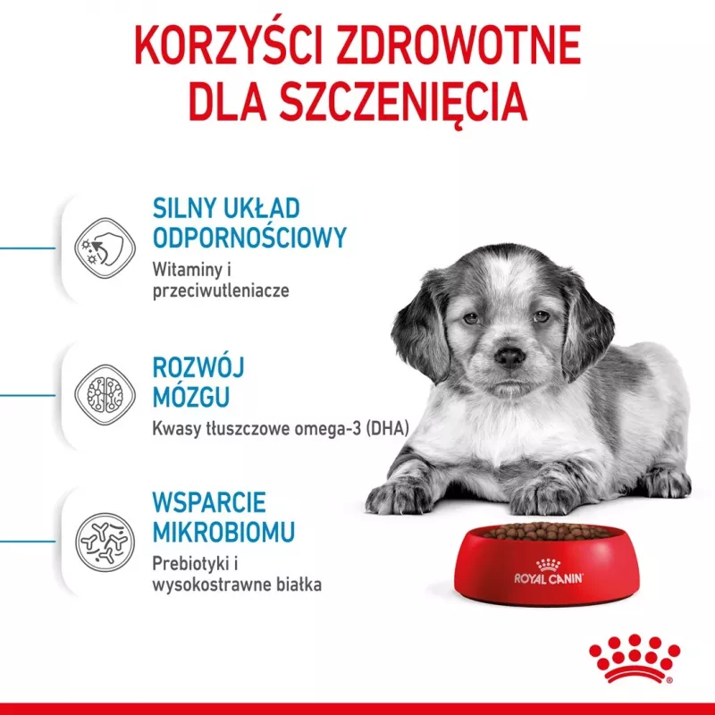 Royal Canin Medium Puppy sausā barība kucēniem 4 kg, kukurūza, putnu gaļa