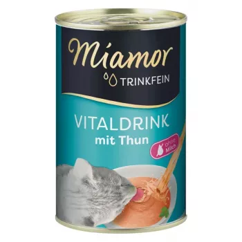 Šķidrais vitamīnu papildbarība kaķiem Miamor MIAMOR Trinkfein 135 ml — zivju garša, urīnpūšļa atbalsts, pieaugušiem kaķiem, kārba