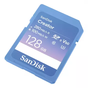 SanDisk Creator SD atmiņas karte UHS-II 128GB, pārsūtīšanas ātrums līdz 280 MB/s