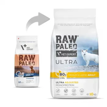 RAW PALEO Ultra Medium&Large Adult Turkey sausā suņu barība - 10 kg