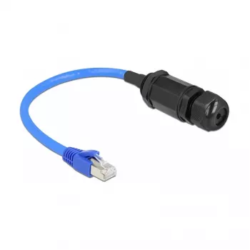 DELOCK Cat6 SF/UTP (S-FTP) tīkla kabelis 0,25 m — RJ-45 uz RJ-45, Melns/Zils