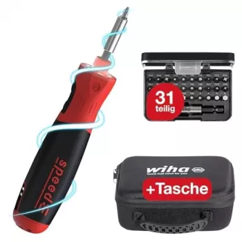 Speede® PocketDrive elektriskais skrūvgriezis ar uzgaļu kasetni un somu