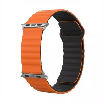 Rokas siksniņa GUAN Premium Apple Watch 38/40/41/42mm — Oranža un Melna