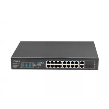 Lanberg RSFE-16P-2C-250 nepārvaldāms PoE+ komutators, 16x 10/100 PoE+, 2x Gigabit Combo, 250 W, 1U statnis