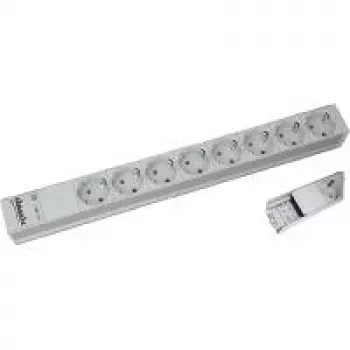 Strāvas sadales bloks Bachmann 333.416, 8 AC kontaktligzdas, 1U, pelēks/sudrabs