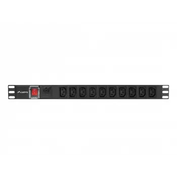 Strāvas sadalītājs LANBERG PDU-10I-0200-IEC-BK — 10× C13 ligzdas, 2 m kabelis, 10 A, 2500 W, melns