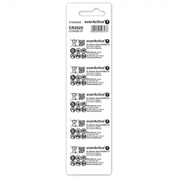 Litija baterija mini everActive CR2025 - blister 5 gab.