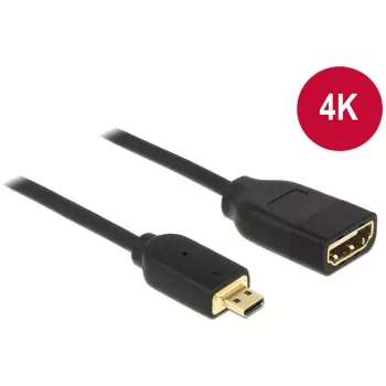 DELOCK HDMI Mikro D spraudnis > HDMI A ligzda High Speed ar Ethernet 3D 4K 20cm Premium Slim kabelis