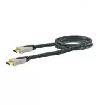 HDMI kabelis SCHWAIGER HDM0150G 063 — 1,5 m, HDMI Type A vīriešu–vīriešu, apzeltīti kontakti, melns/pelēks