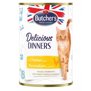 BUTCHER'S Delicious Dinners Vistas želejas gabaliņi - mitrā kaķu barība - 400g