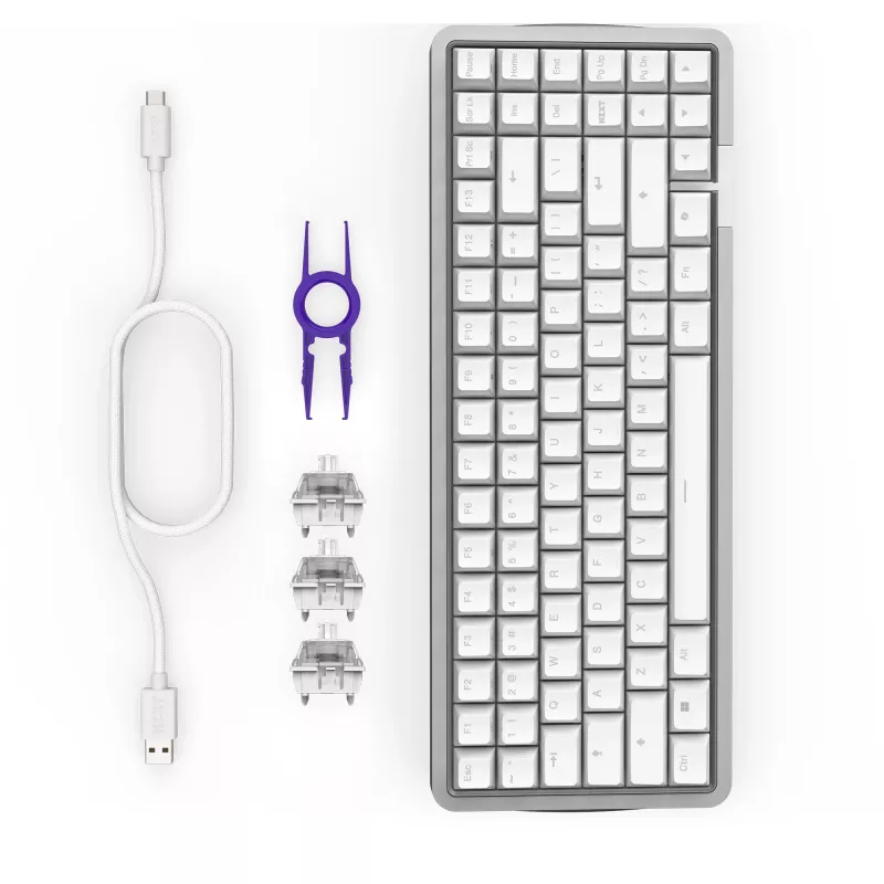 Spēļu tastatūra NZXT KB-101NW-DE Function Elite MiniTKL, balta, vācu izkārtojums