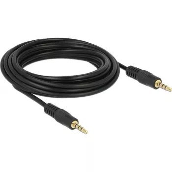 DeLOCK audio kabelis 3,5 mm 4-pin (vīriešu) uz 3,5 mm 4-pin (vīriešu), 5,0 m, ekranēts, melns (83438)