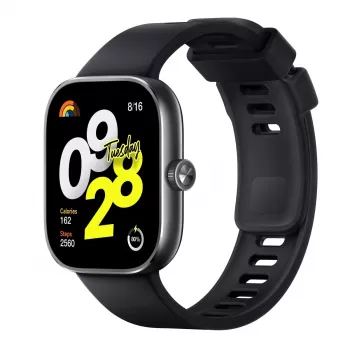 Xiaomi Redmi Watch 4 — Viedpulkstenis ar TPU siksniņu, melns, plaukstas locītavai 135–205 mm, displejs 5 cm (1.97 inch)