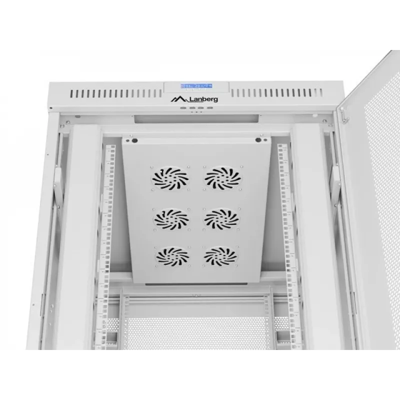 Grīdas stāvošs 19 inch servera skapis 27U 800x1000 mm pelēks perforēts ar LCD durvīm LANBERG (plakanā iepakojumā)