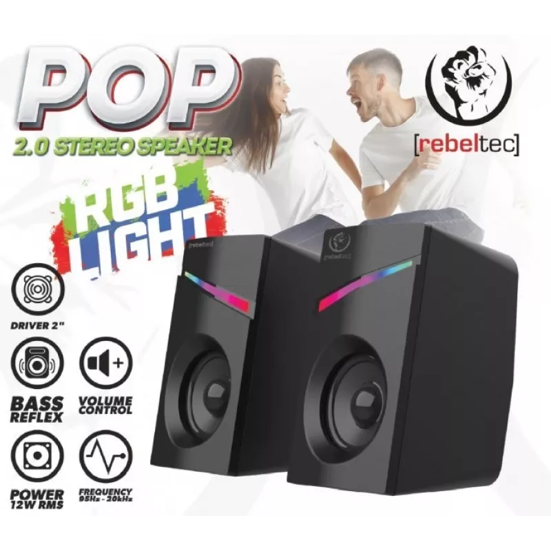 Skaļruņi Stereo 2.0 POP, Rebeltec, 20W, RBLGLO00047