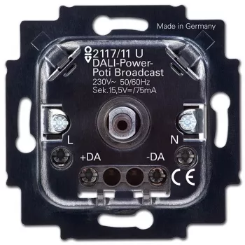 Iebūvējamais rotācijas dimmers Busch-Jaeger 2117/11 U, 230 V AC, 50–60 Hz, melns
