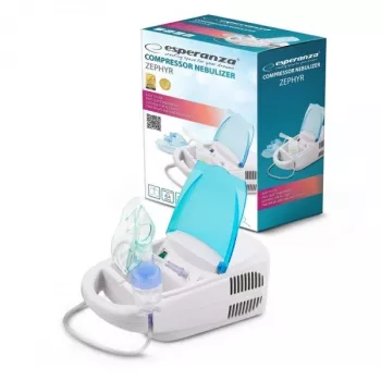 Galda virsmas miglas inhalators ESPERANZA ECN002 — 0,4 ml/min miglošana, 10 ml tilpums, pieaugušo un bērnu maskas, iemutnis, 220 V