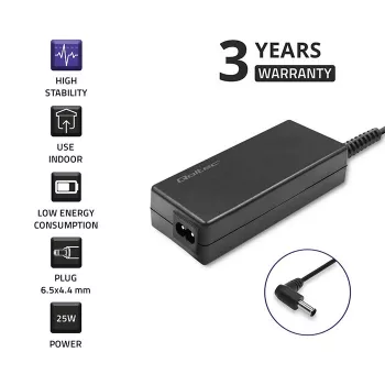 Qoltec 51774 Barošanas bloks LG monitoriem 25W | 1.3A | 19V | 6.5*4.4 + strāvas kabelis