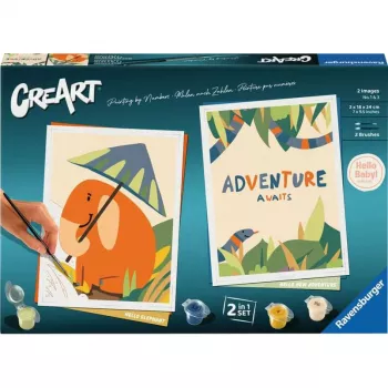 Krāsošanas komplekts Ravensburger CreArt Hello Baby Safari Set — iesācēju krāsošanas komplekts zīdaiņiem un maziem bērniem