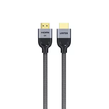 HDMI kabelis Unitek C11093RGY01-1M — 1 m, HDMI 2.1, 48 Gbit/s, 8K (7680×4320), 144 Hz, apzeltīti kontakti