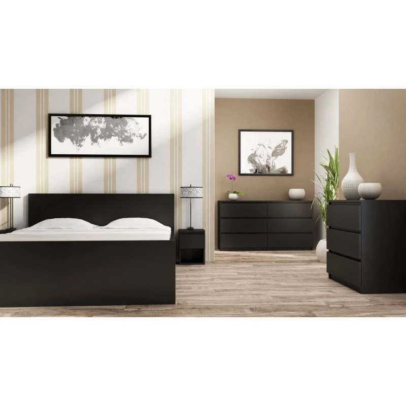 Kumode top e shop M3 CZERŅ — 3 atvilktnes, skaidu plātne, 700×400×770 mm, melna