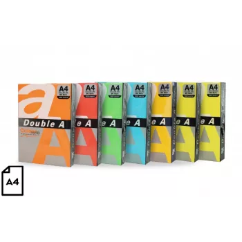Krāsainais papīrs Double A, 80g, A4, 500 loksnes, Rainbow 5, 5 krāsas