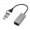 Gembird A-USB3AC-LAN-01 USB 3.1 + Type-C Gigabit tīkla adapteris, 1x RJ-45, 10/100/1000 Mbps, metāla korpuss, space grey krāsā