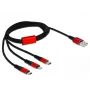 DeLOCK kabelis tikai uzlādei - Lightning / USB - USB (vīr.) uz Micro-USB Type B, Lightning, USB-C (vīr.) - 1,0 m - Ekranēts - Melns (85892)