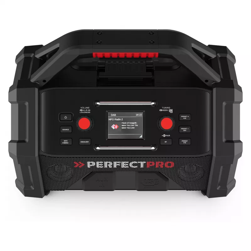 Pārnēsājams būvniecības radio PerfectPro ROCKTAGON 18V — bezvadu radio darba vietai