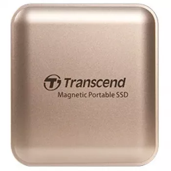Transcend ESD420 1 TB portatīvais SSD disks zelta krāsā ar USB Type-C un MagSafe magnētisko stiprinājumu