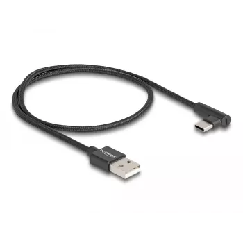 DeLOCK USB 2.0 kabelis Type-A vīriešu uz USB Type-C vīriešu leņķa 0,5 m melns