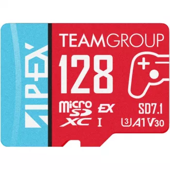 Team Group APEX SD7.1 128GB MicroSD Express karte (sarkana/zila)
