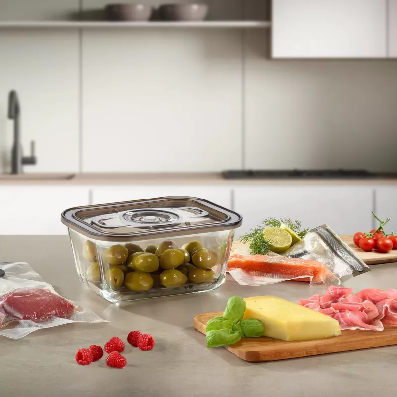 Caso stikla vakuuma trauks ar plastmasas vāku | VacuBoxx Eco M | Caurspīdīgs