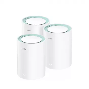 Cudy M1300 3-PACK bezvadu tīkla sistēma Dual-band (2.4 GHz / 5 GHz) Wi-Fi 5 (802.11ac) Balta 1 Iekšējā