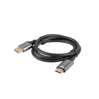 DisplayPort (vīrišķais) – HDMI (vīrišķais) kabelis 1m 4K melns/sudrabs