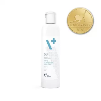 Hipoalerģisks šampūns VETEXPERT 250 ml suņiem un kaķiem – attīrošs, visiem apmatojuma tipiem, jebkura vecuma