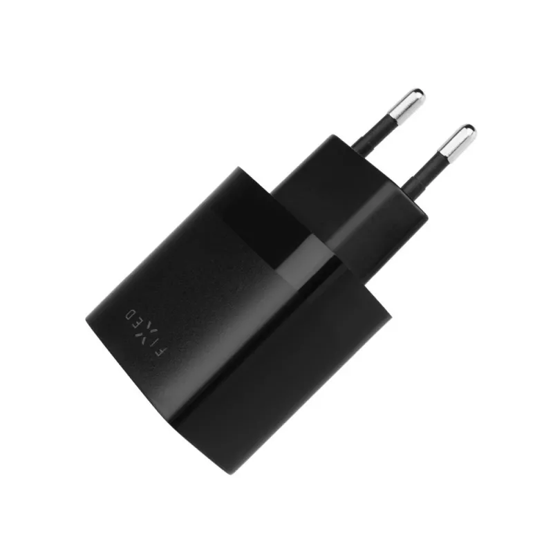 Fiksēts Divkāršs USB Ceļojumu Lādētājs FIXC17N-2U-BK, 17W, pārnēsājams USB barošanas adapteris, melns
