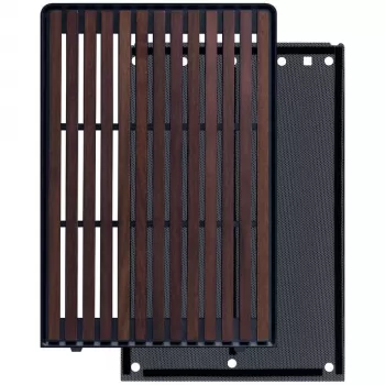 PC korpuss Lian Li A3-mATX Wood Edition — valrieksta priekšpuse, melns šasija