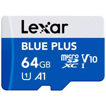 MicroSDXC atmiņas karte Lexar BLUE PLUS 64 GB UHS‑I 100 MB/s U1 V10 (zila)