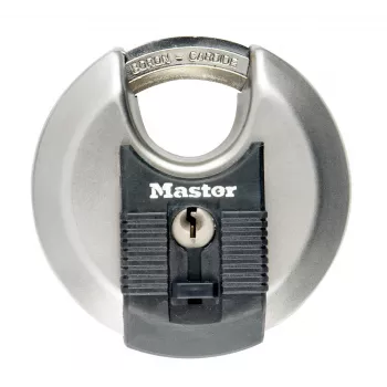 MASTER LOCK Excell disku piekariņš 70 mm nerūsējošais tērauds, aizsargāts važas loks, atslēgas atšķirīgas