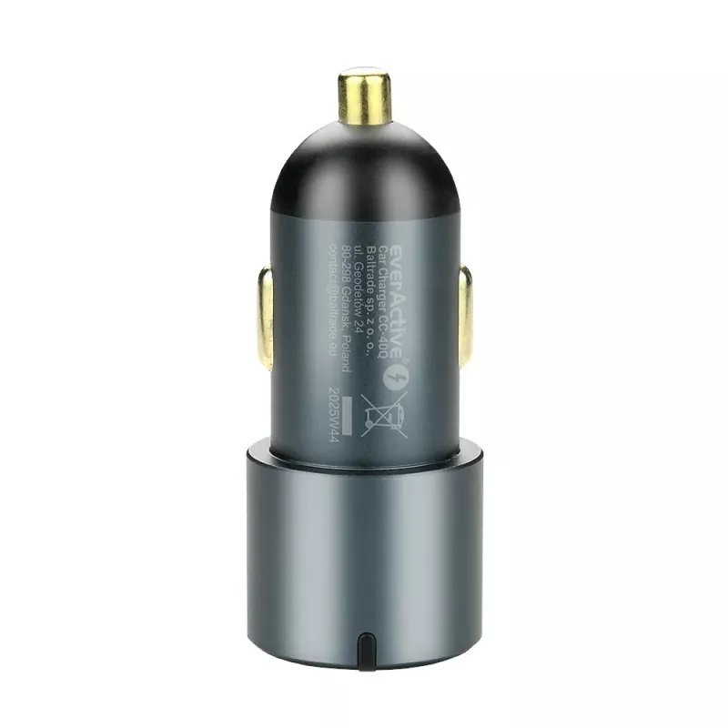 Auto lādētājs everActive CC-40Q QC3.0 60W, USB auto barošanas adapteris mobilo ierīču uzlādei