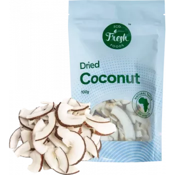 Žāvēts kokosrieksts Eco fresh foods 100 g – rīvēts desiccated kokosrieksts