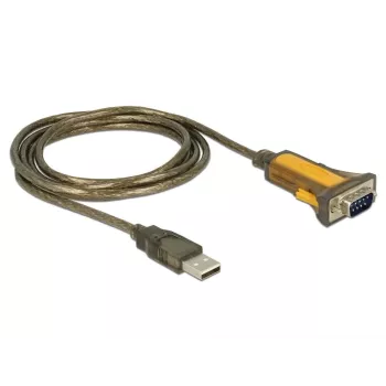Seriālais kabelis DeLOCK 65840 USB Type-A DB-9 1.5 m Melns Dzeltens